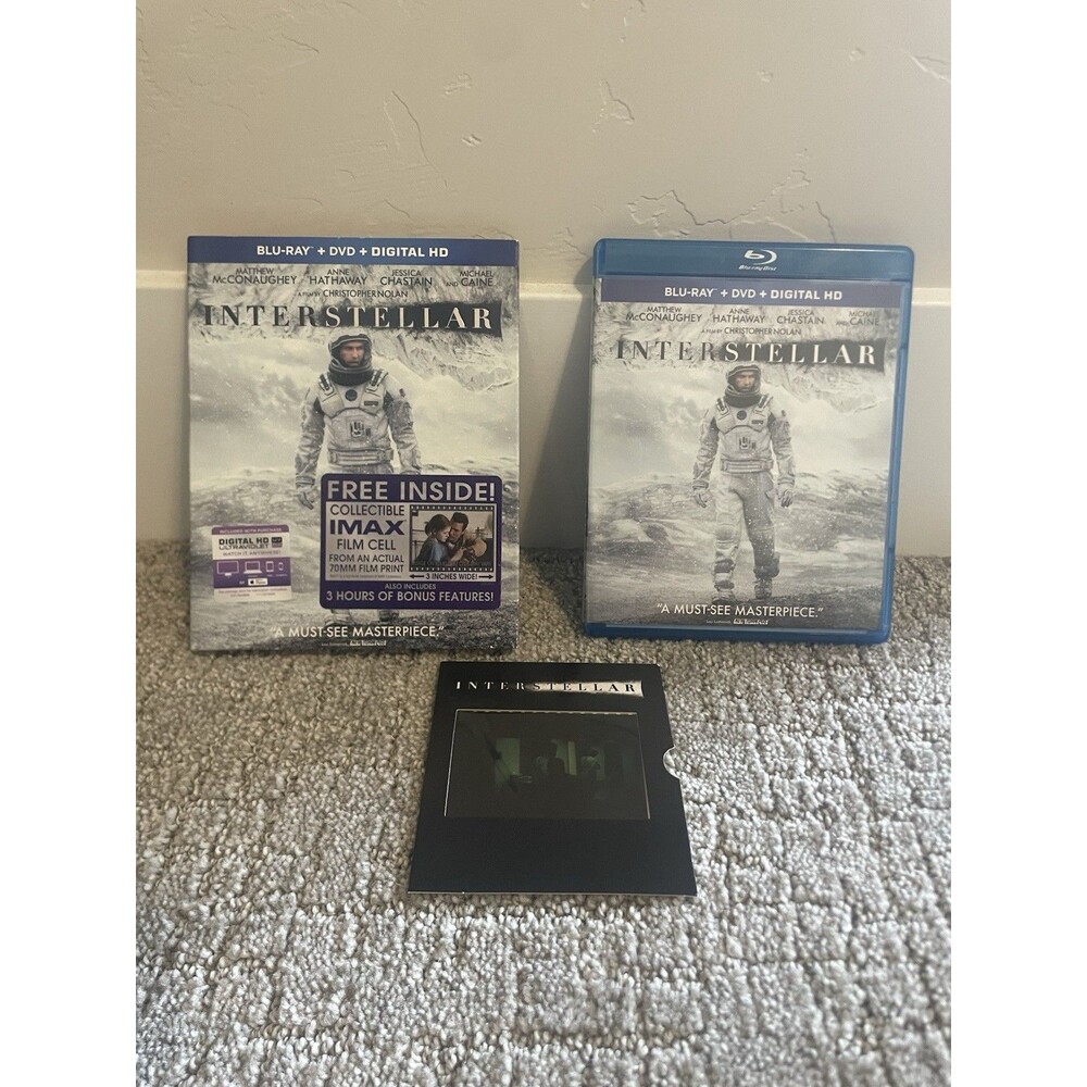 Interstellar Blu-ray/DVD 3 Disc Set w/70MM IMAX Film Cell